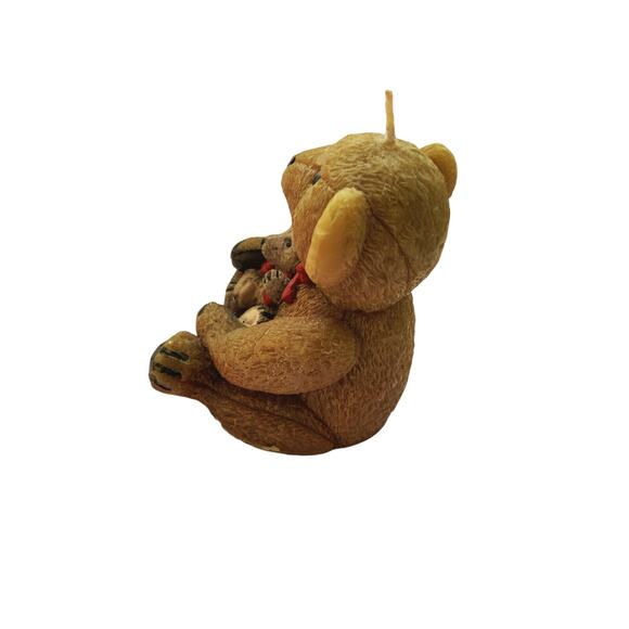 Vintage Teddy Bear Shaped Candle Brown Carved Table Decoration Decor0 - Picture 5 of 6